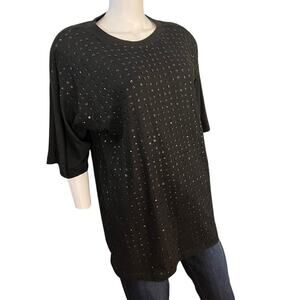 Vintage Exotica 1980s Black Oversized Shoulder Pad Sequin Top M